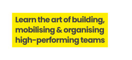 Learn the art of building mobilising organising high performing teams
